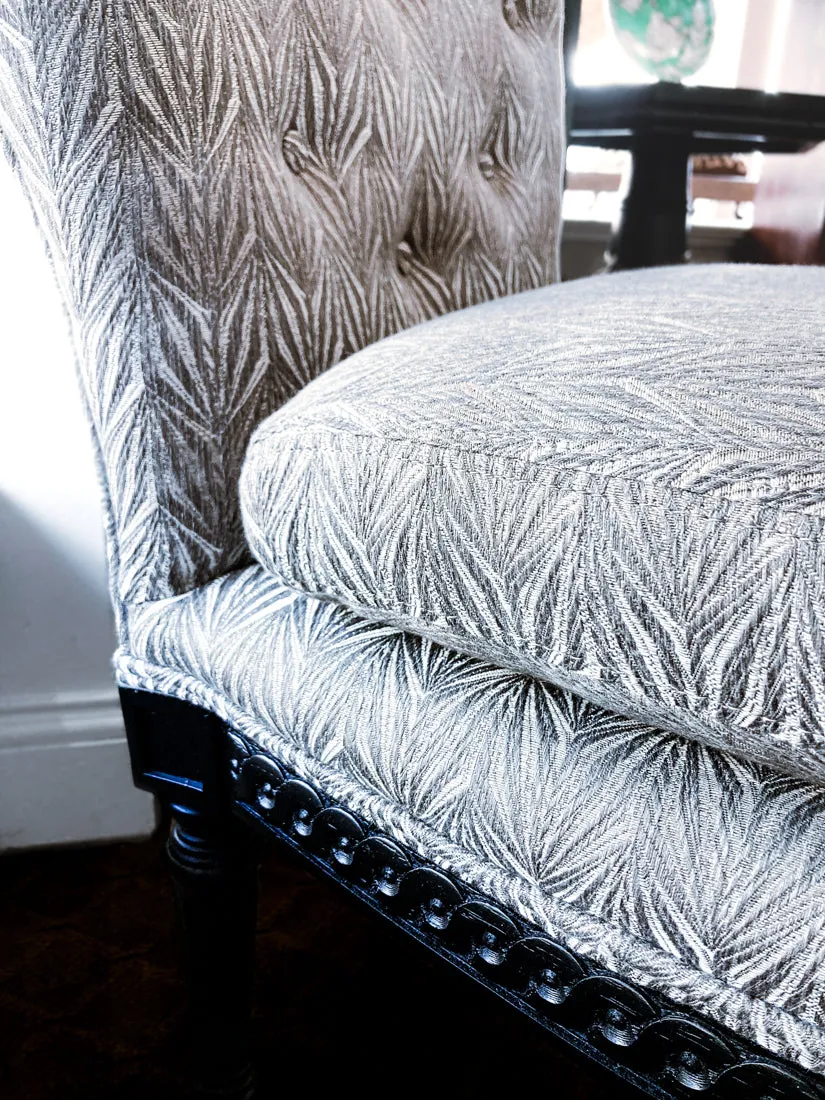 New Century Furniture Black Grey Patterned Charleston Slipper Accent Chair