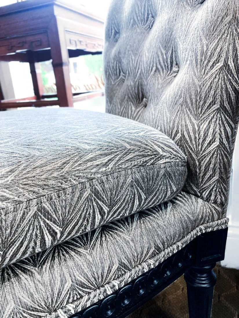 New Century Furniture Black Grey Patterned Charleston Slipper Accent Chair