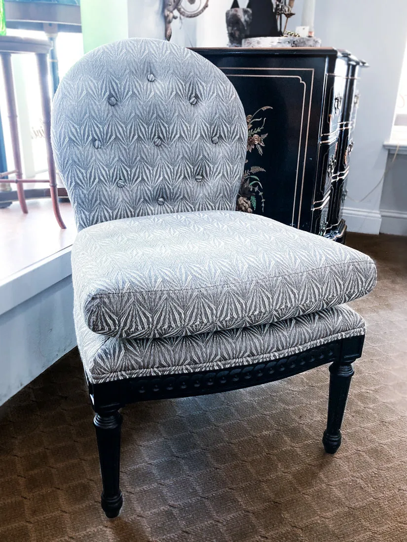 New Century Furniture Black Grey Patterned Charleston Slipper Accent Chair
