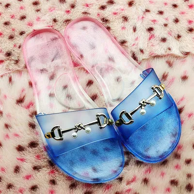 New colorful gradient flat slippers HPSD075