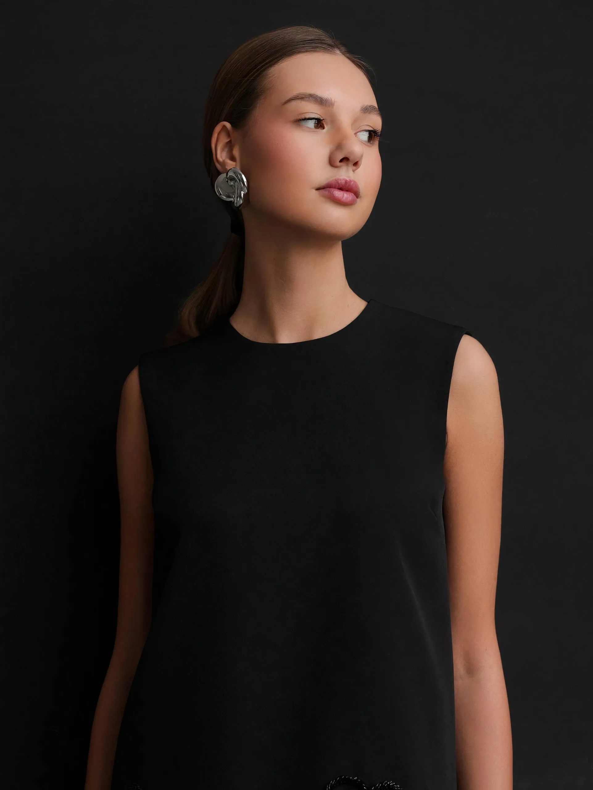 Noir Bloom Mini Dress