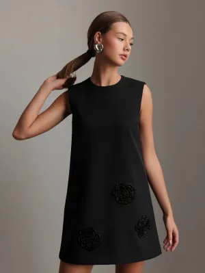 Noir Bloom Mini Dress