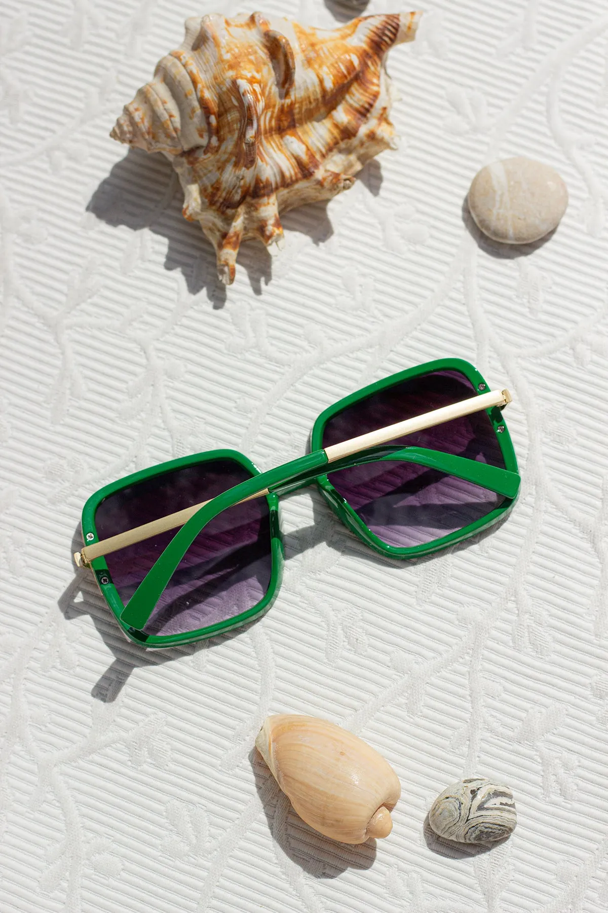 Oversized Rounded Square Screw Detail Sunglasses