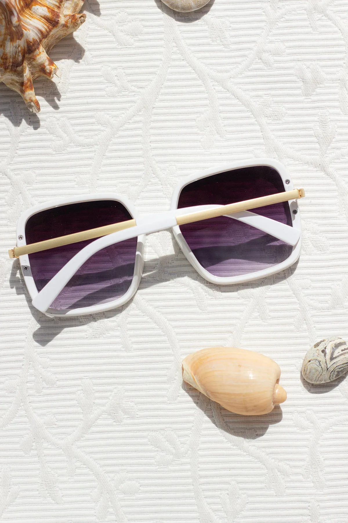 Oversized Rounded Square Screw Detail Sunglasses