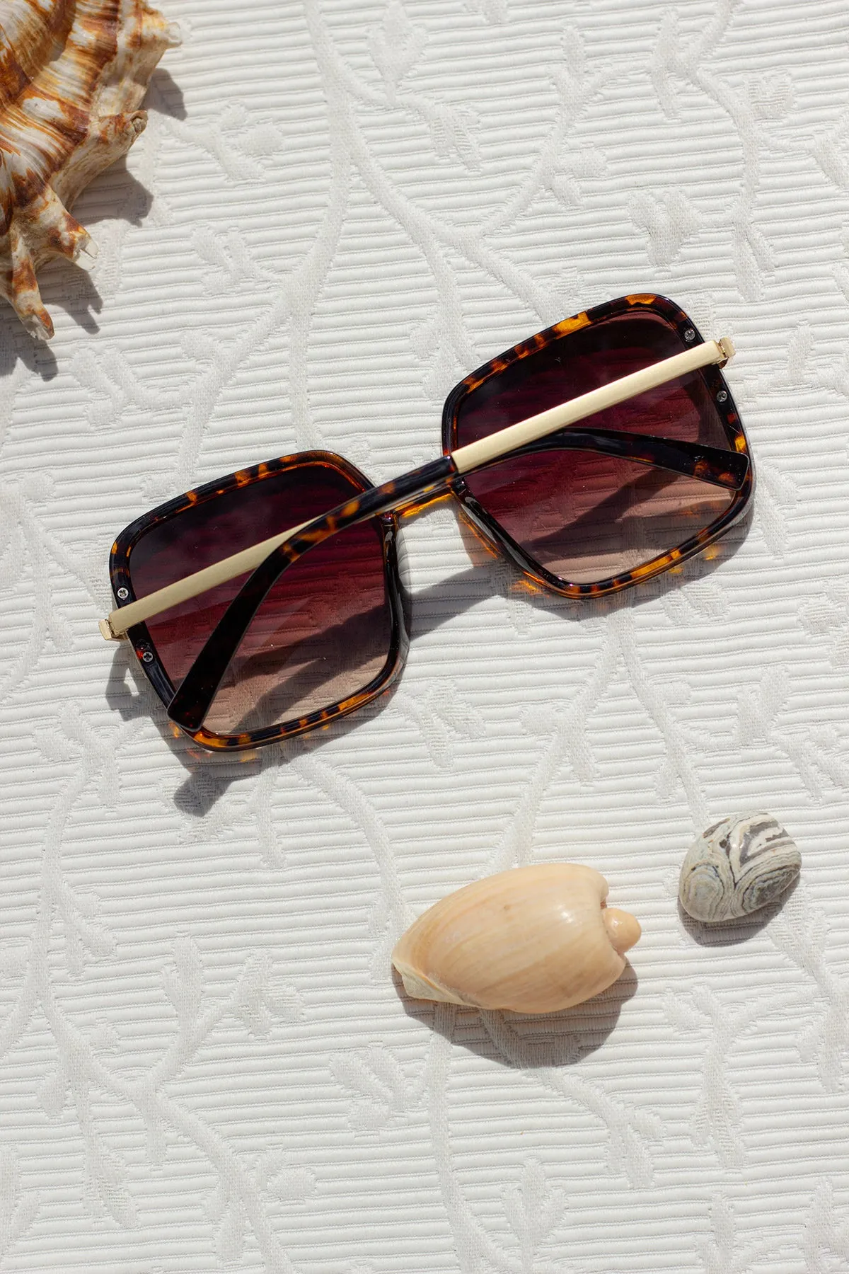 Oversized Rounded Square Screw Detail Sunglasses