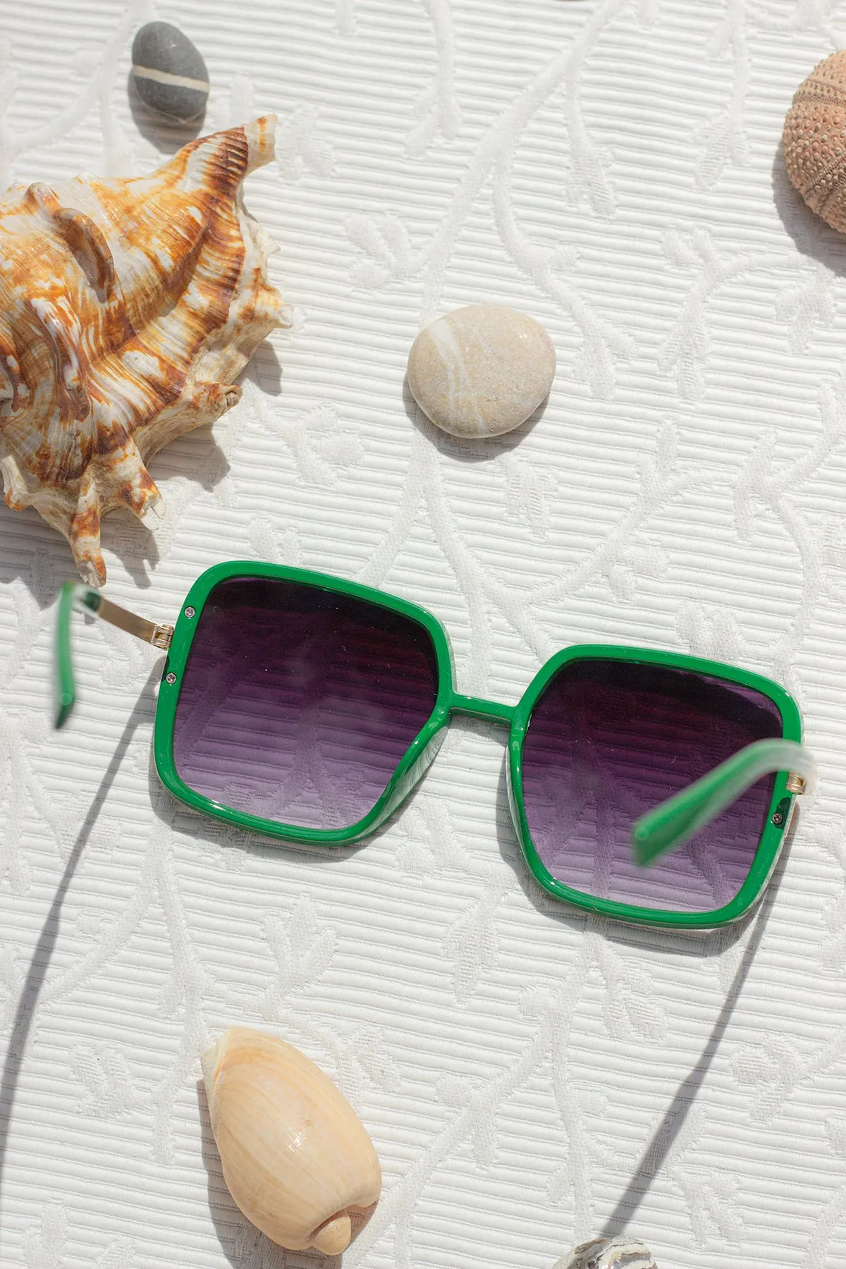 Oversized Rounded Square Screw Detail Sunglasses
