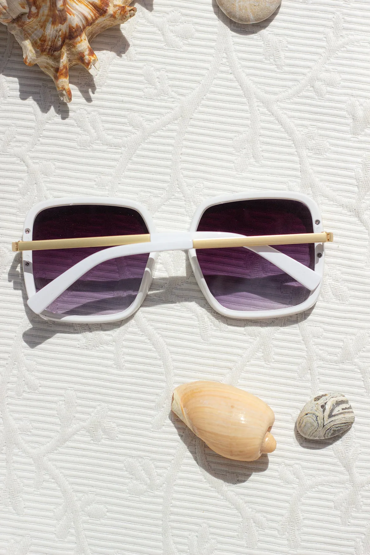 Oversized Rounded Square Screw Detail Sunglasses