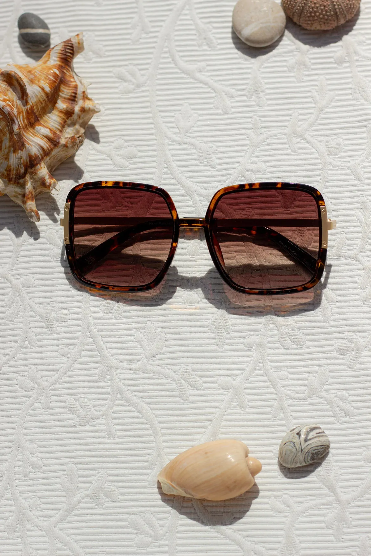 Oversized Rounded Square Screw Detail Sunglasses