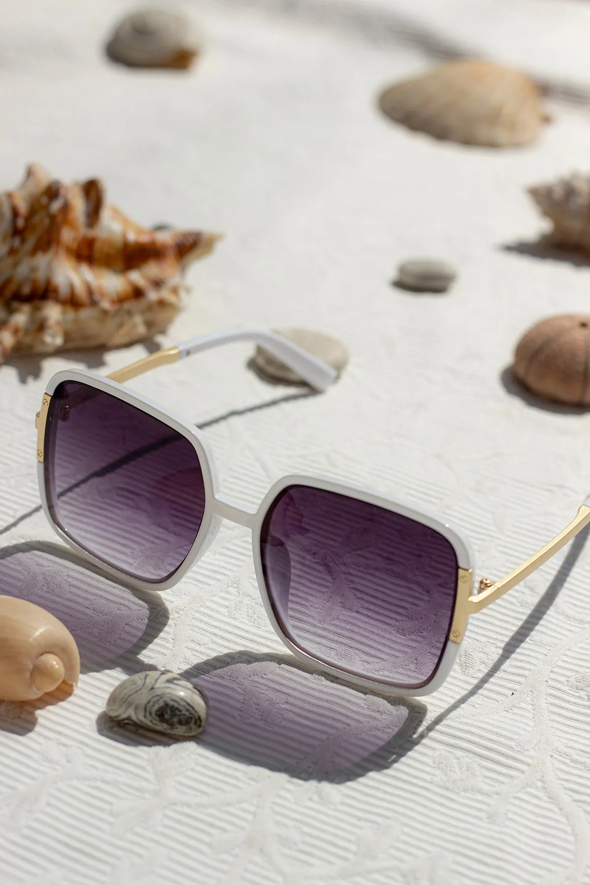 Oversized Rounded Square Screw Detail Sunglasses