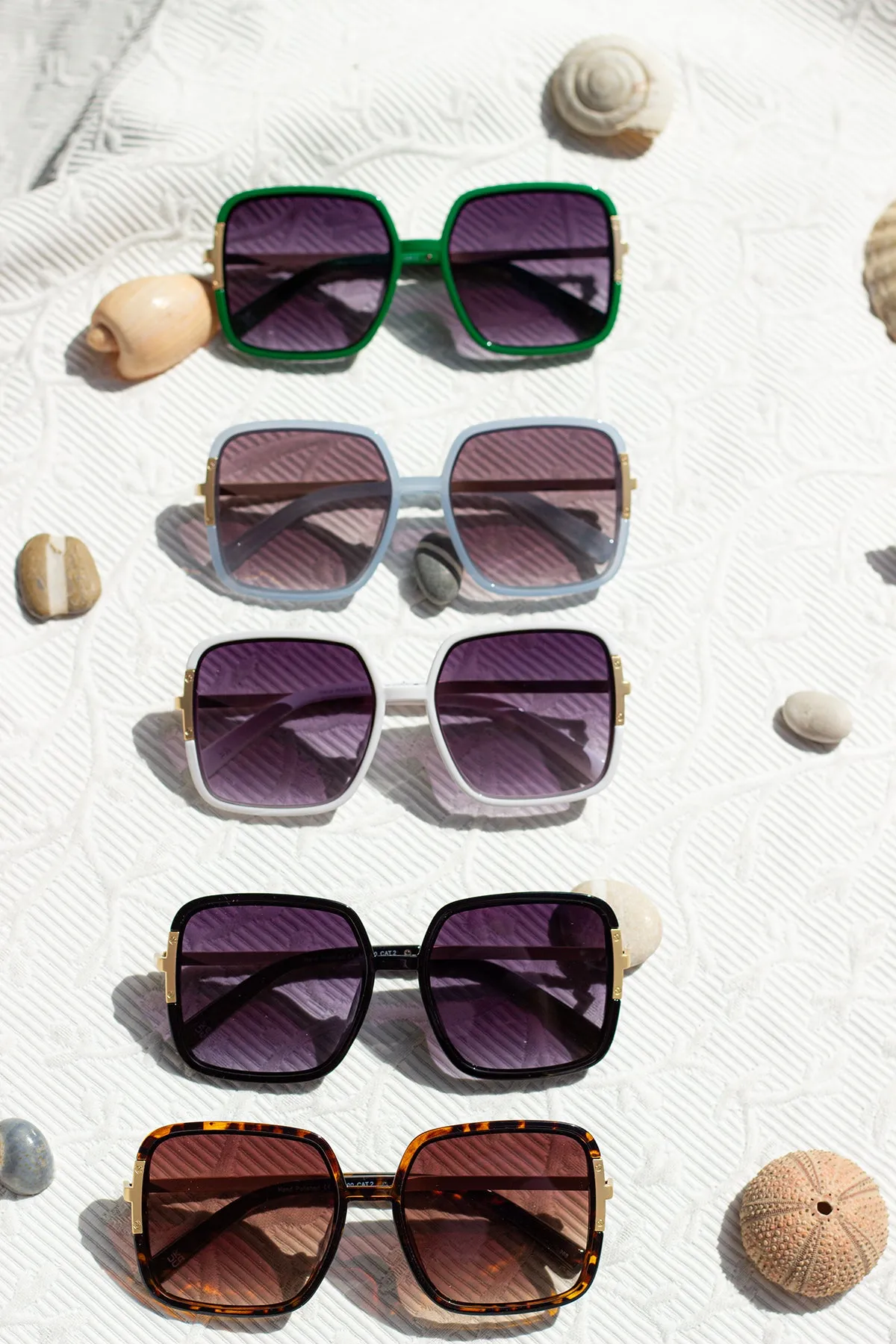 Oversized Rounded Square Screw Detail Sunglasses