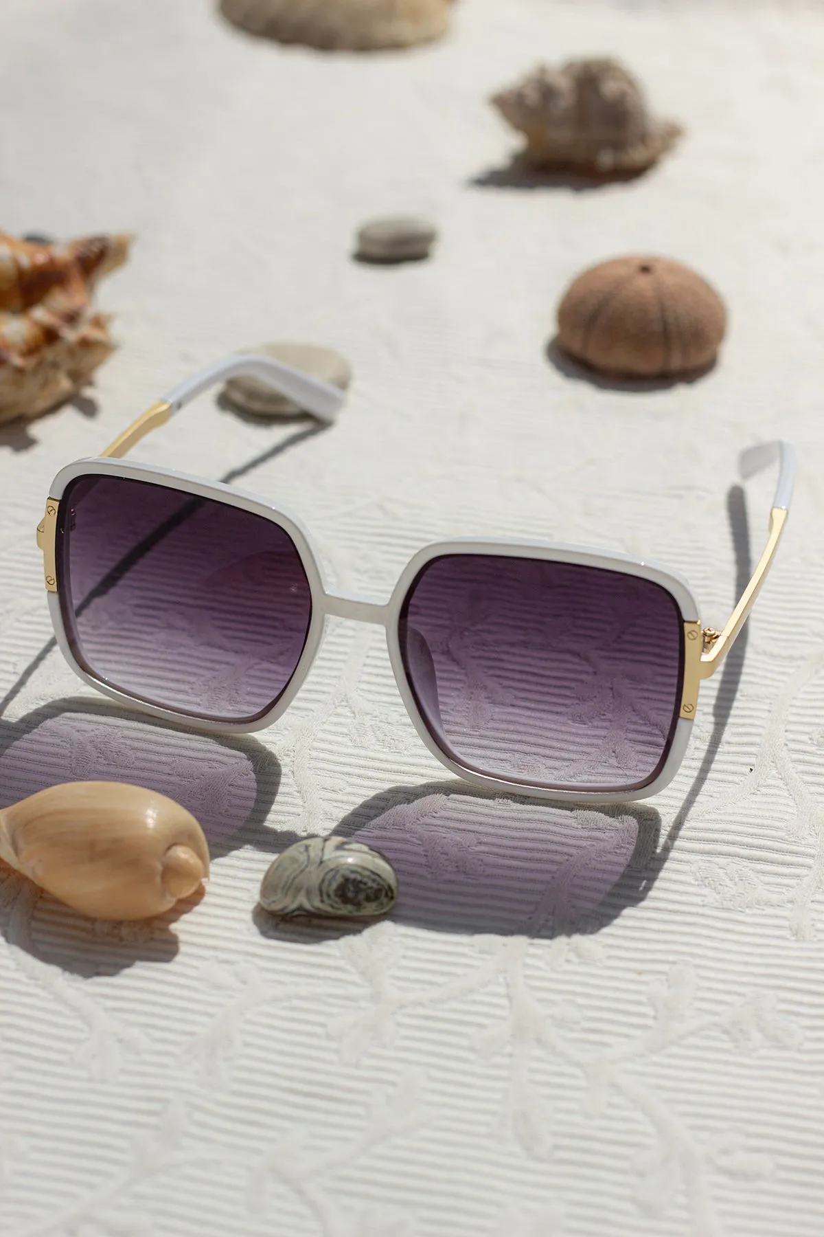 Oversized Rounded Square Screw Detail Sunglasses