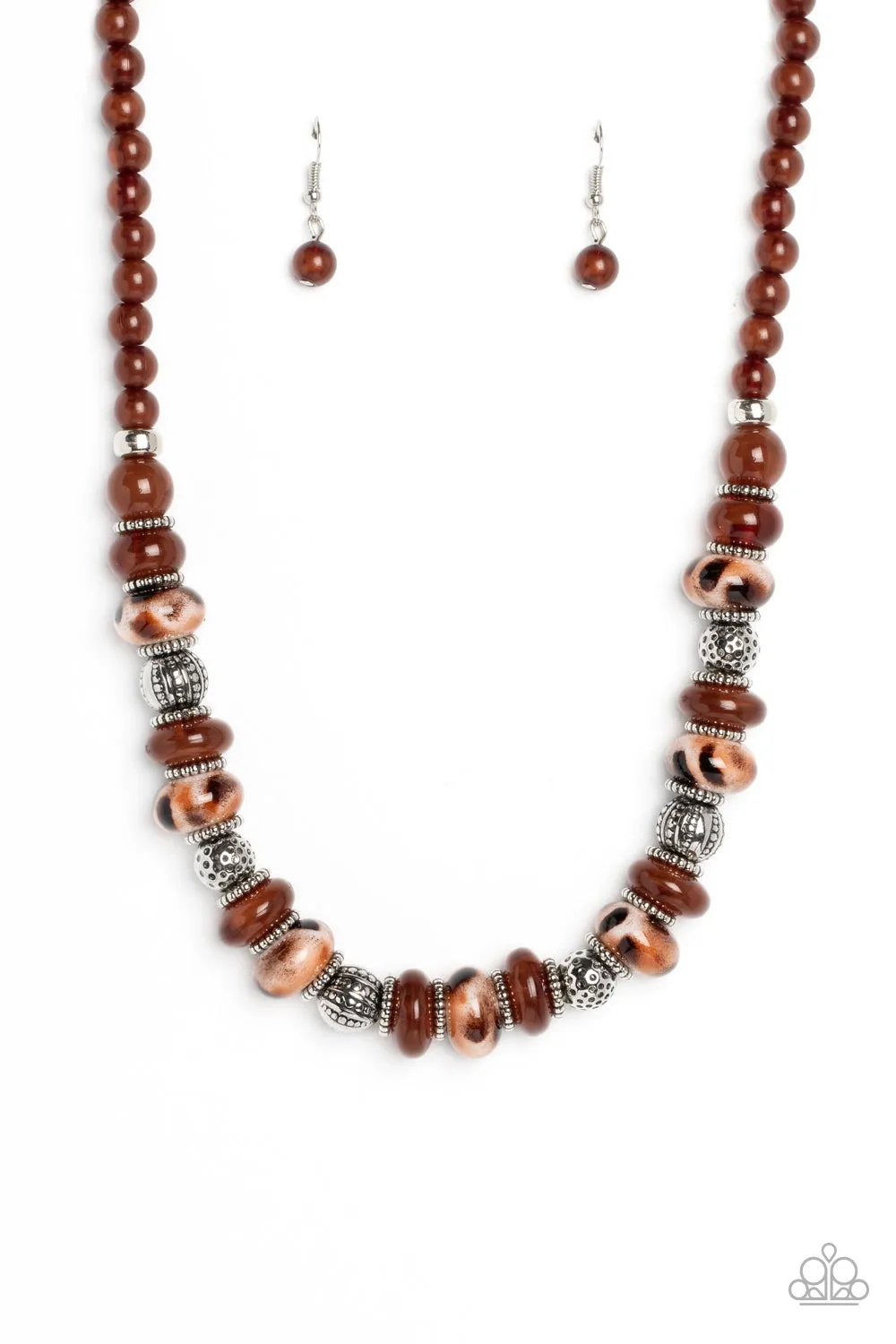 Paparazzi Warped Whimsicality Necklace Brown & Warped Wayfarer Bracelet Brown