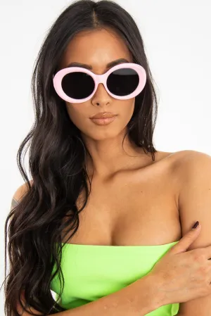 Pink Rounded Oval Oversized Sunglasses - Chyna