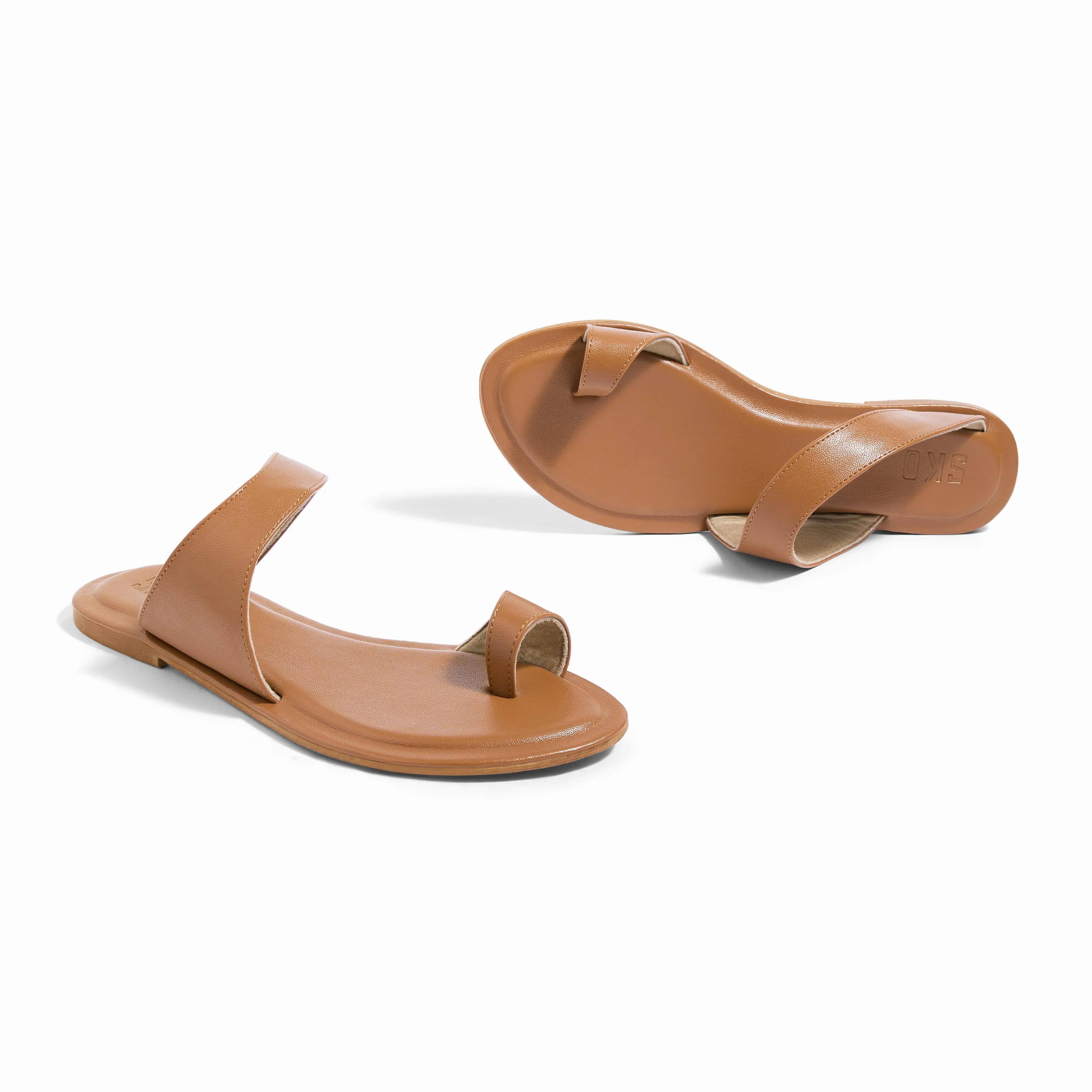 Pisa Tan Flat Sandals For Women