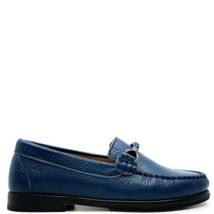 Porte Navy Pebbled Buckle Penny Loafer