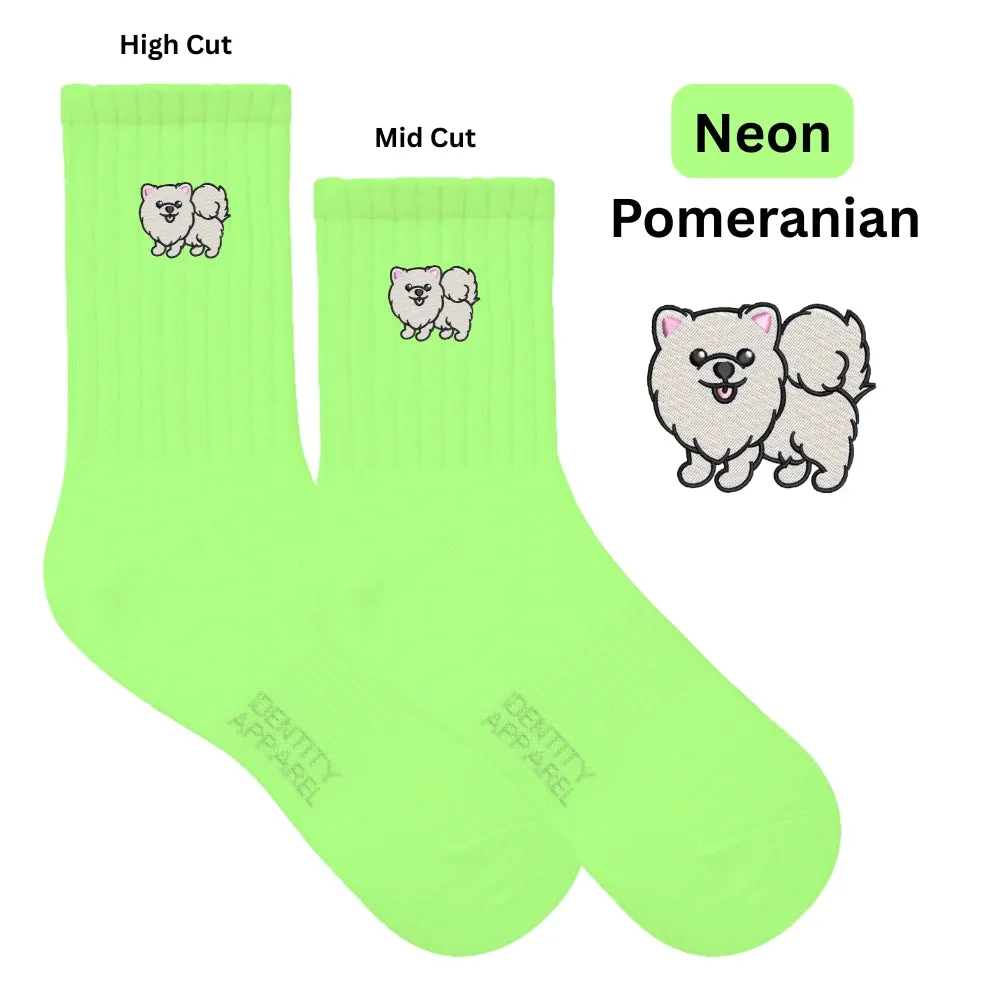 Pup Culture Embroidered Collection Basic Crew Length High Cut Cotton Socks with Arch Support