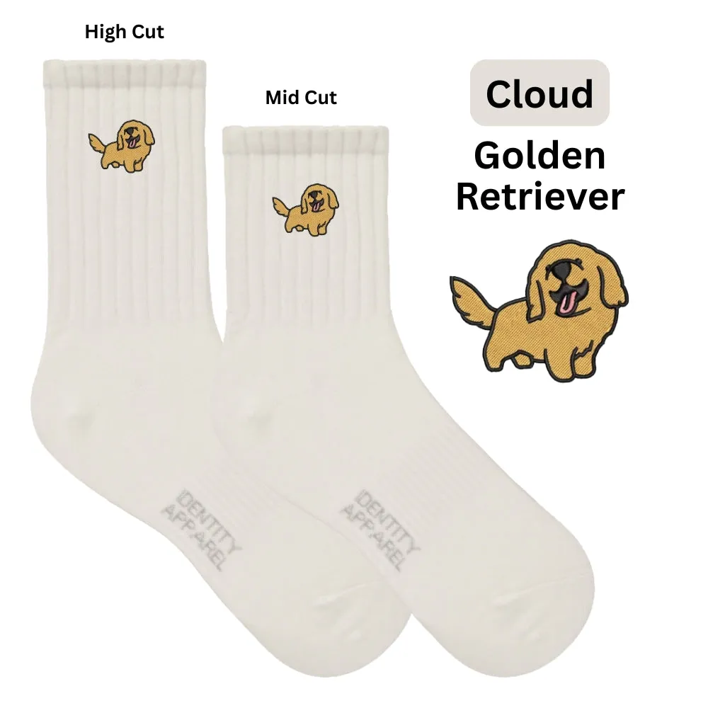 Pup Culture Embroidered Collection Basic Crew Length High Cut Cotton Socks with Arch Support