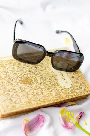 Rectangle Front Lens Side Texture Sunglasses