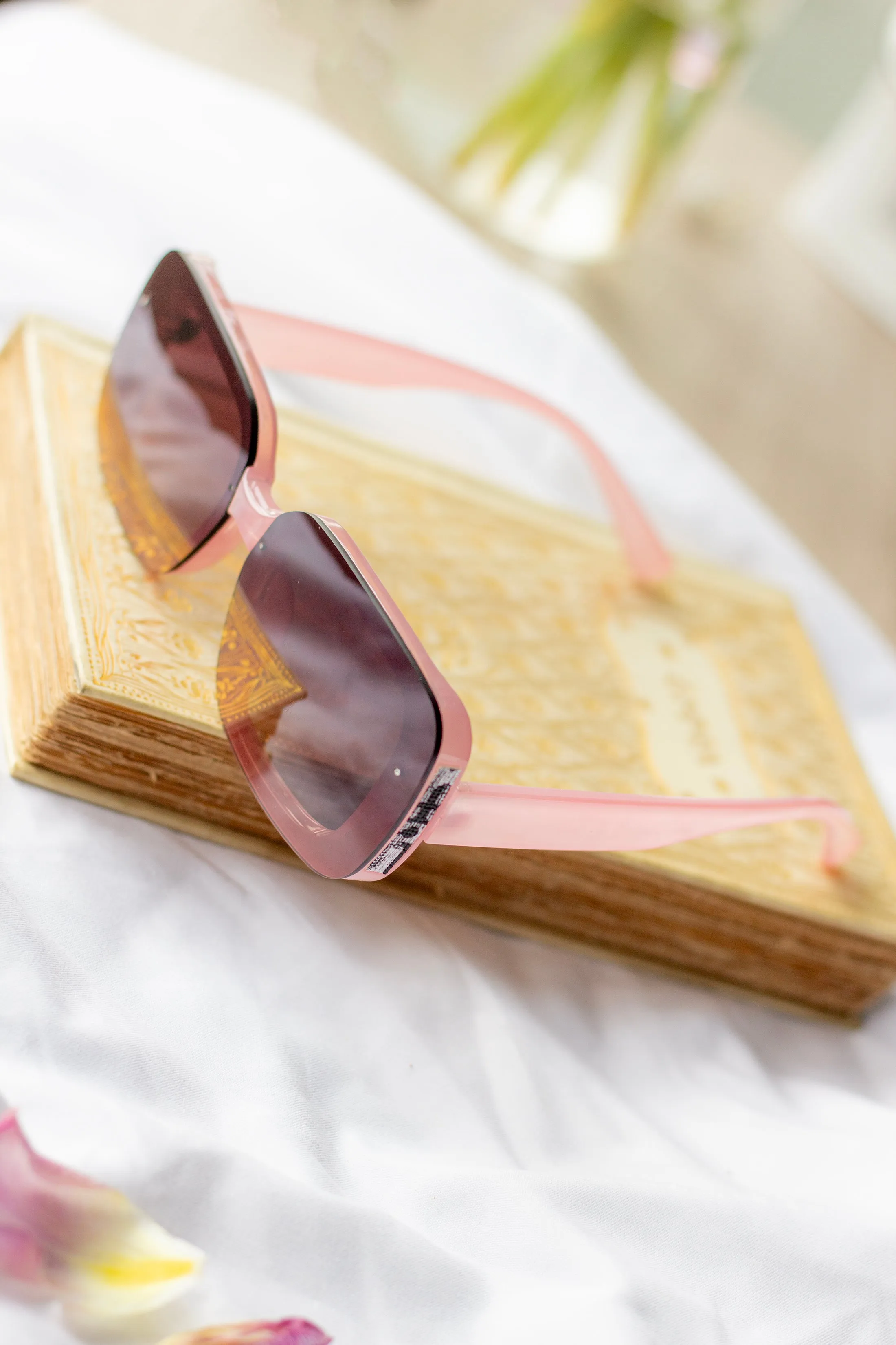 Rectangle Front Lens Side Texture Sunglasses