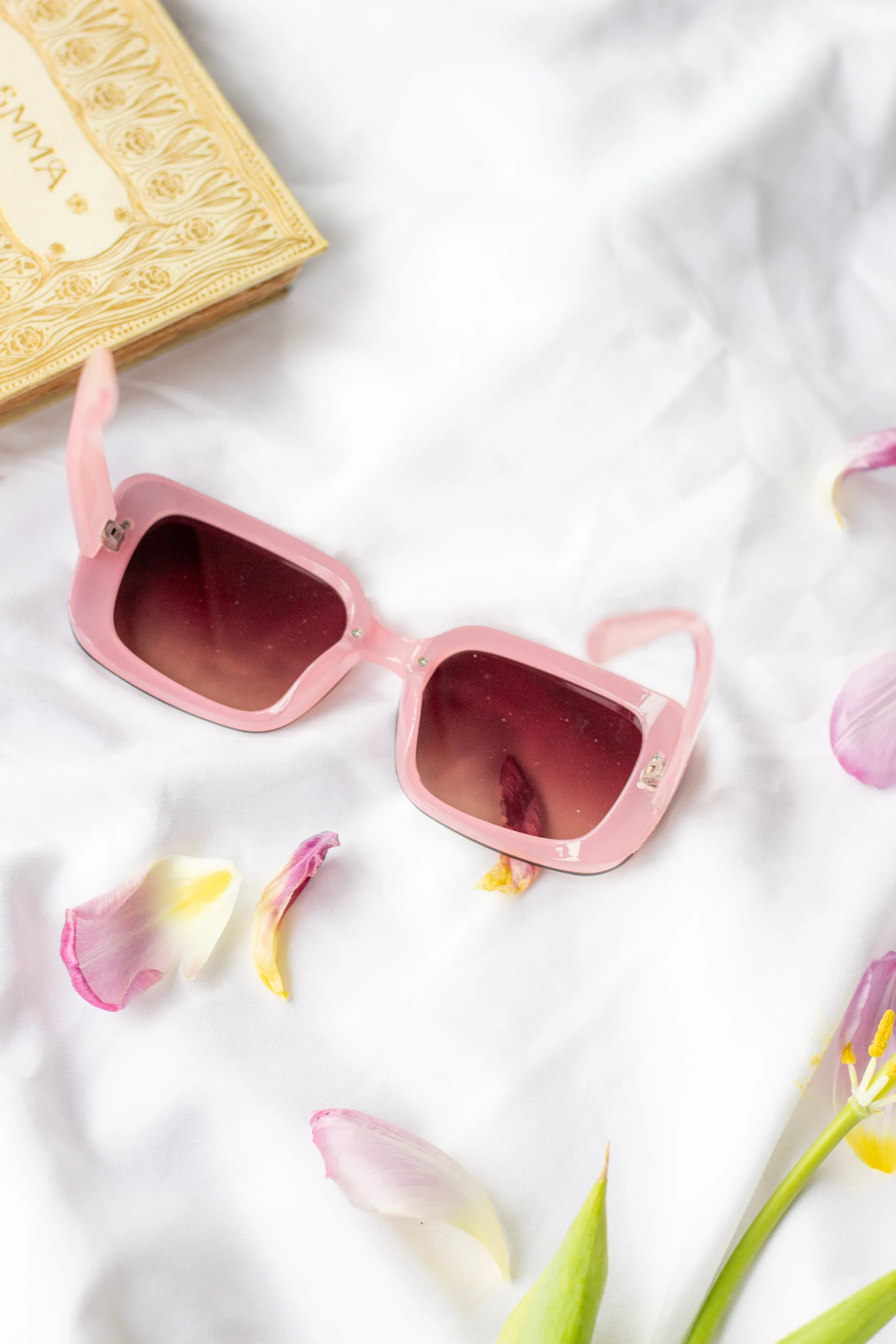 Rectangle Front Lens Side Texture Sunglasses