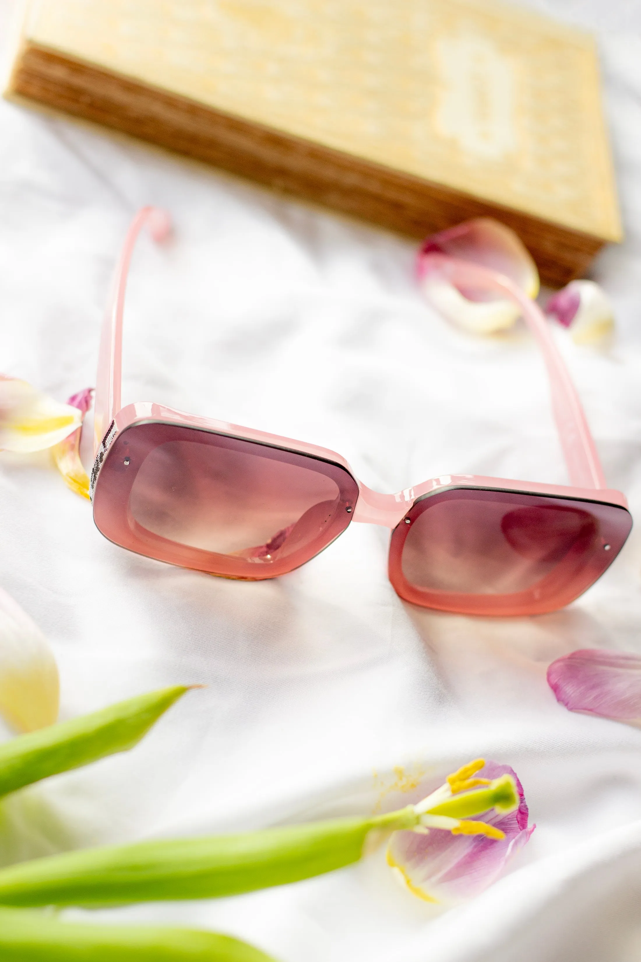 Rectangle Front Lens Side Texture Sunglasses