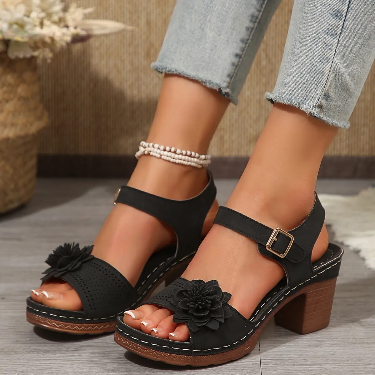 RivetBloom Platform Sandals