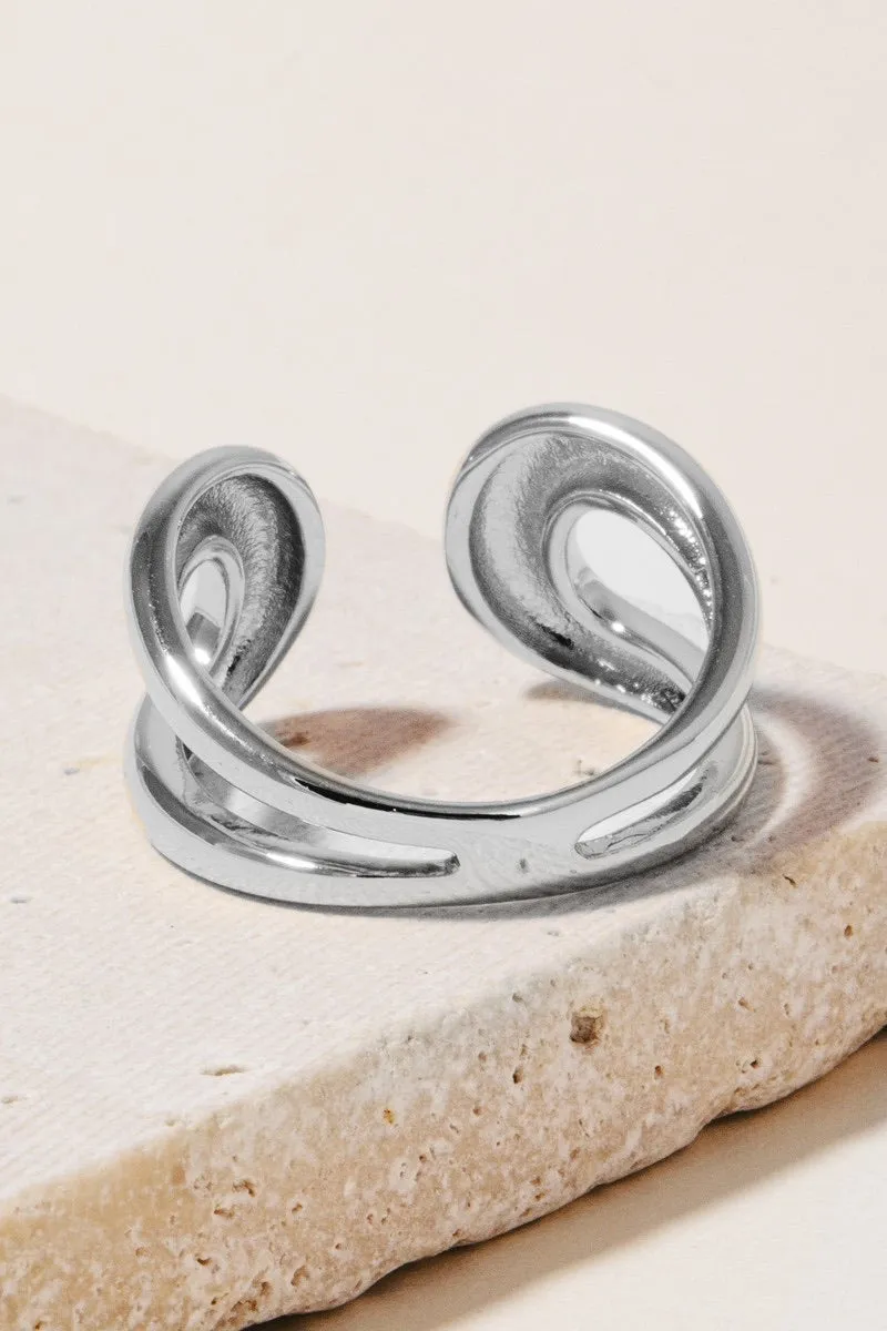 Rounded Layered Metallic Open Band Ring