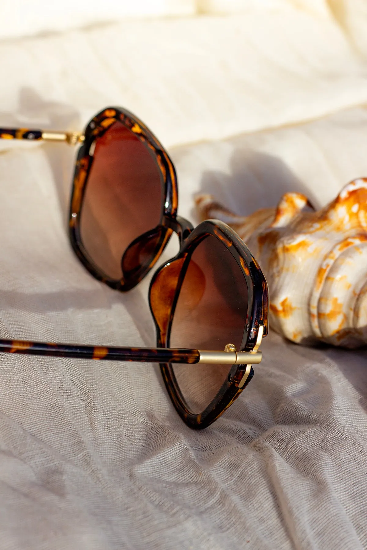 Rounded Square Screw Detail Side Arm Sunglasses