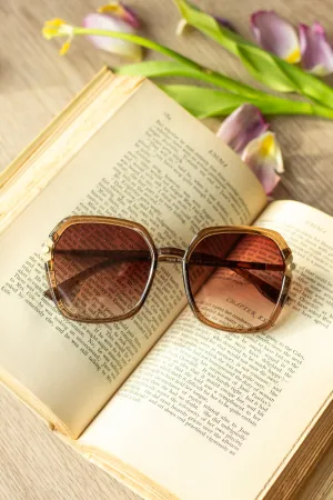 Rounded Square Screw Detail Side Arm Sunglasses
