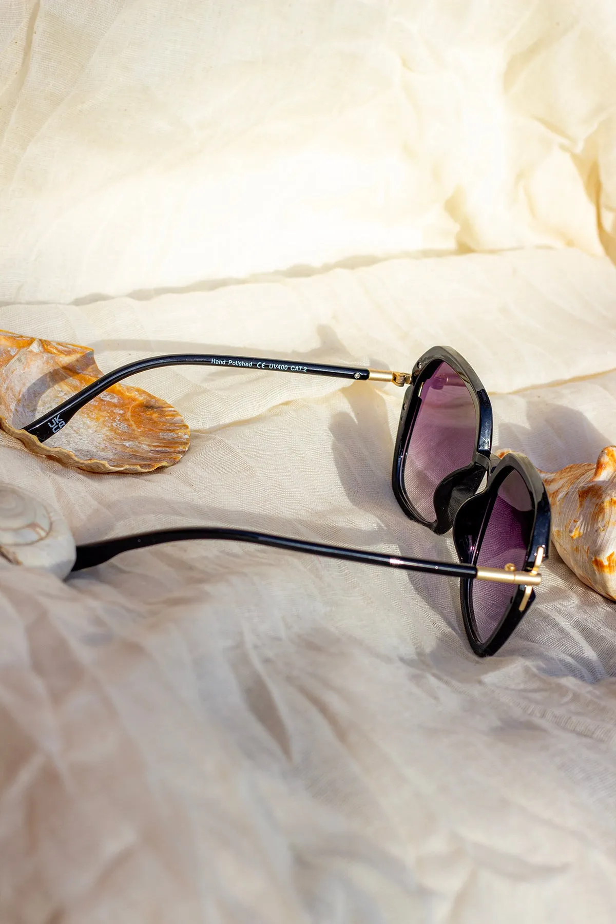 Rounded Square Screw Detail Side Arm Sunglasses