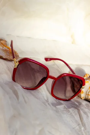 Rounded Square Screw Detail Side Arm Sunglasses