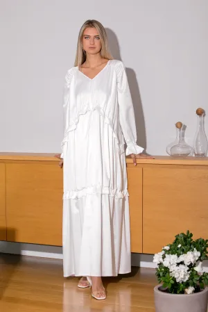 Satin Maxi Dress, White Satin Dress, Simple Wedding Dress, Kaftan Dress, Boho Wedding Dress, Plus Size Dress, Long Sleeve Dress, Loose