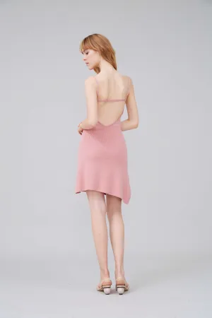 Sexy Back Stretch-Knit Mini Dress - Pink