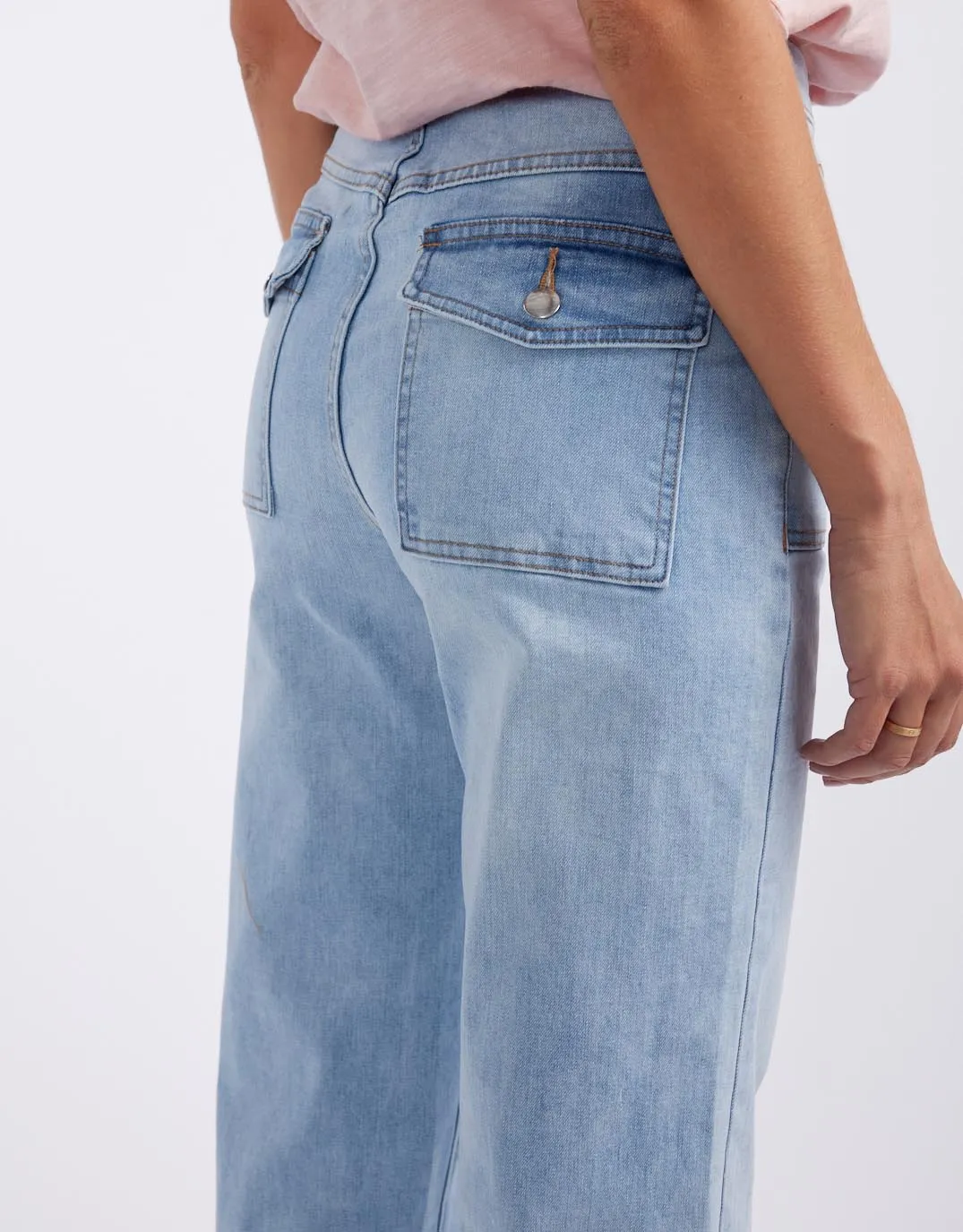 Sienna Stretch Denim Wide Leg Jeans - Light Blue