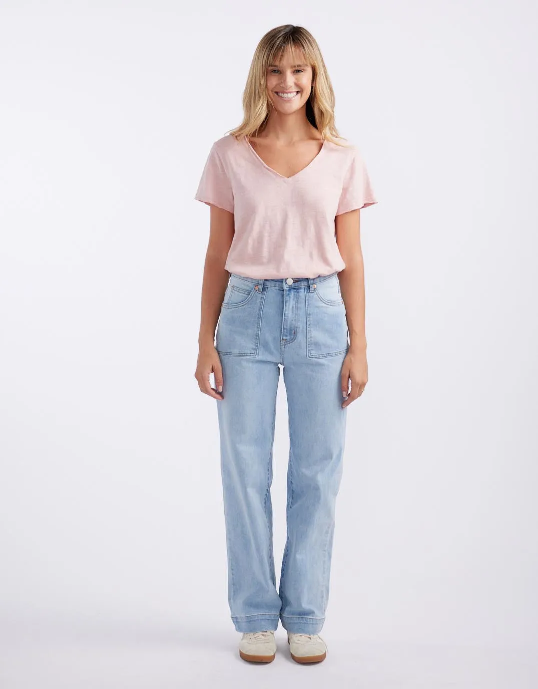 Sienna Stretch Denim Wide Leg Jeans - Light Blue