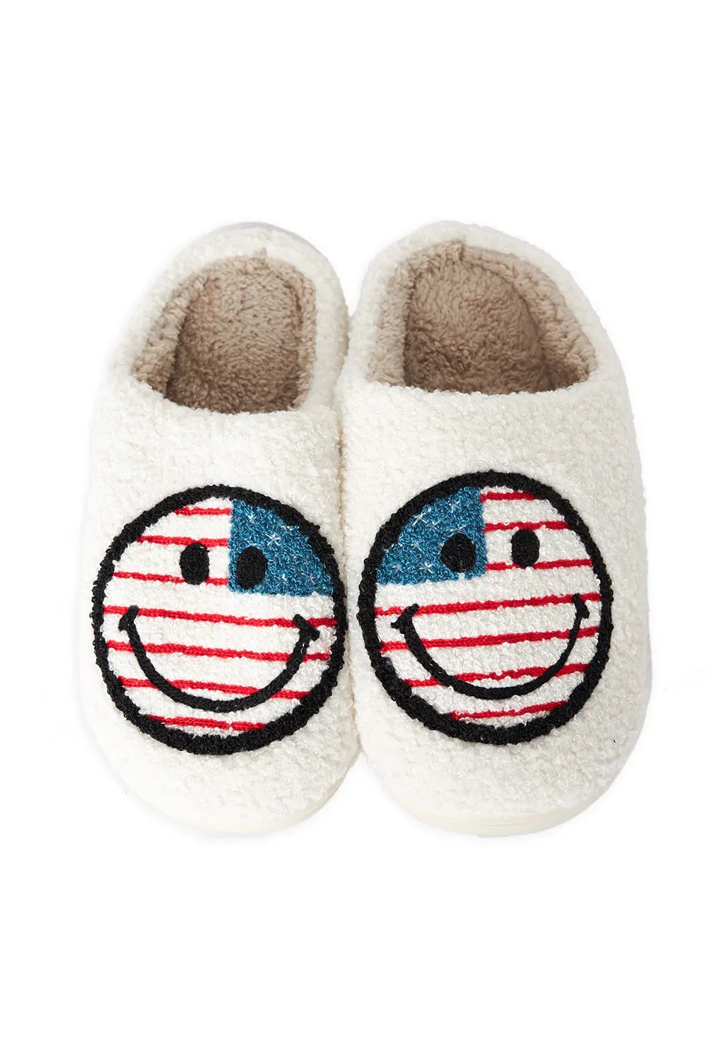 Smiley Face US Flag Slippers