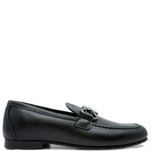 Spain Co Black Pebbled Leather Buckle Dress Shoe