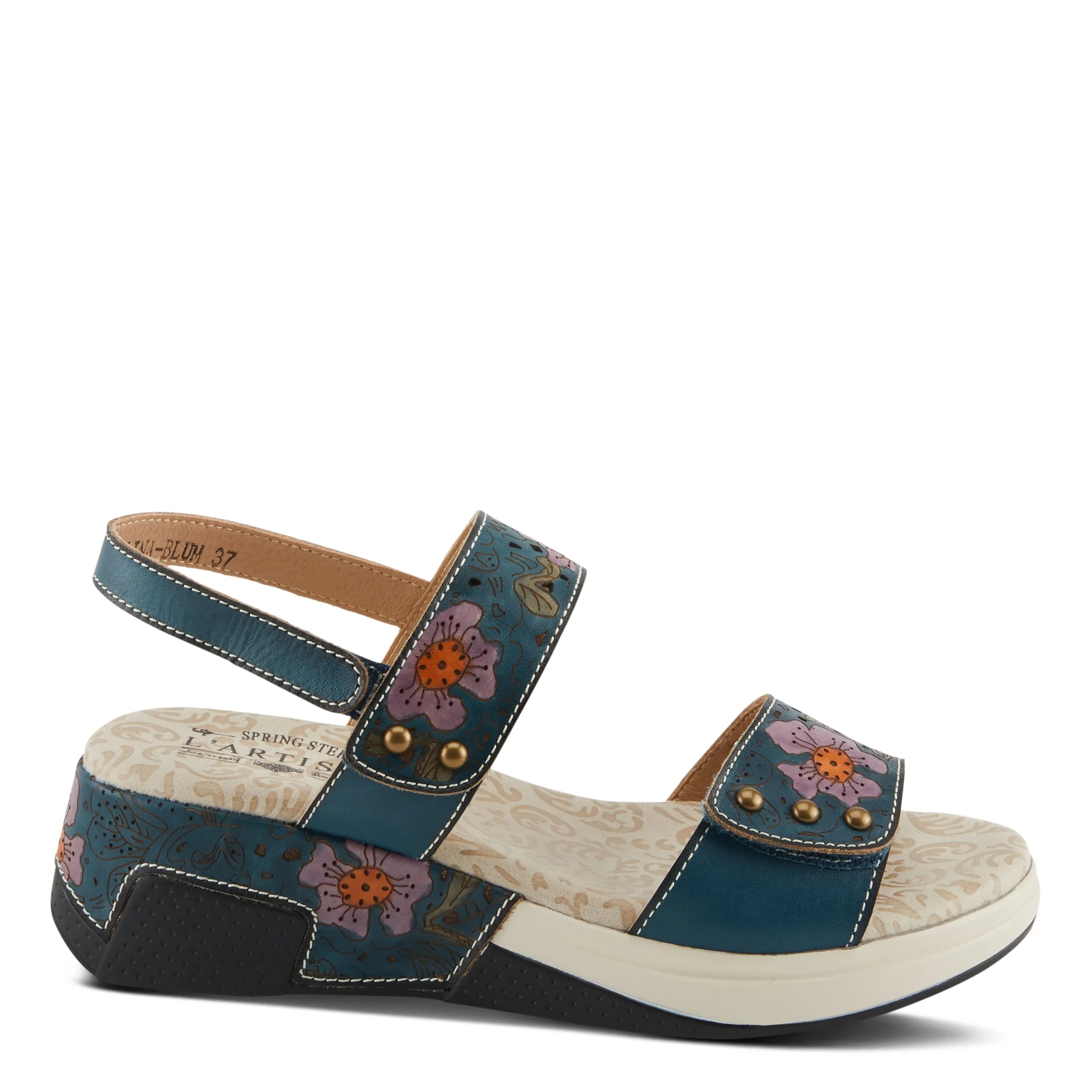 Spring Step Shoes  L'Artiste Caitlina Sandals Women's Leather Floral Design