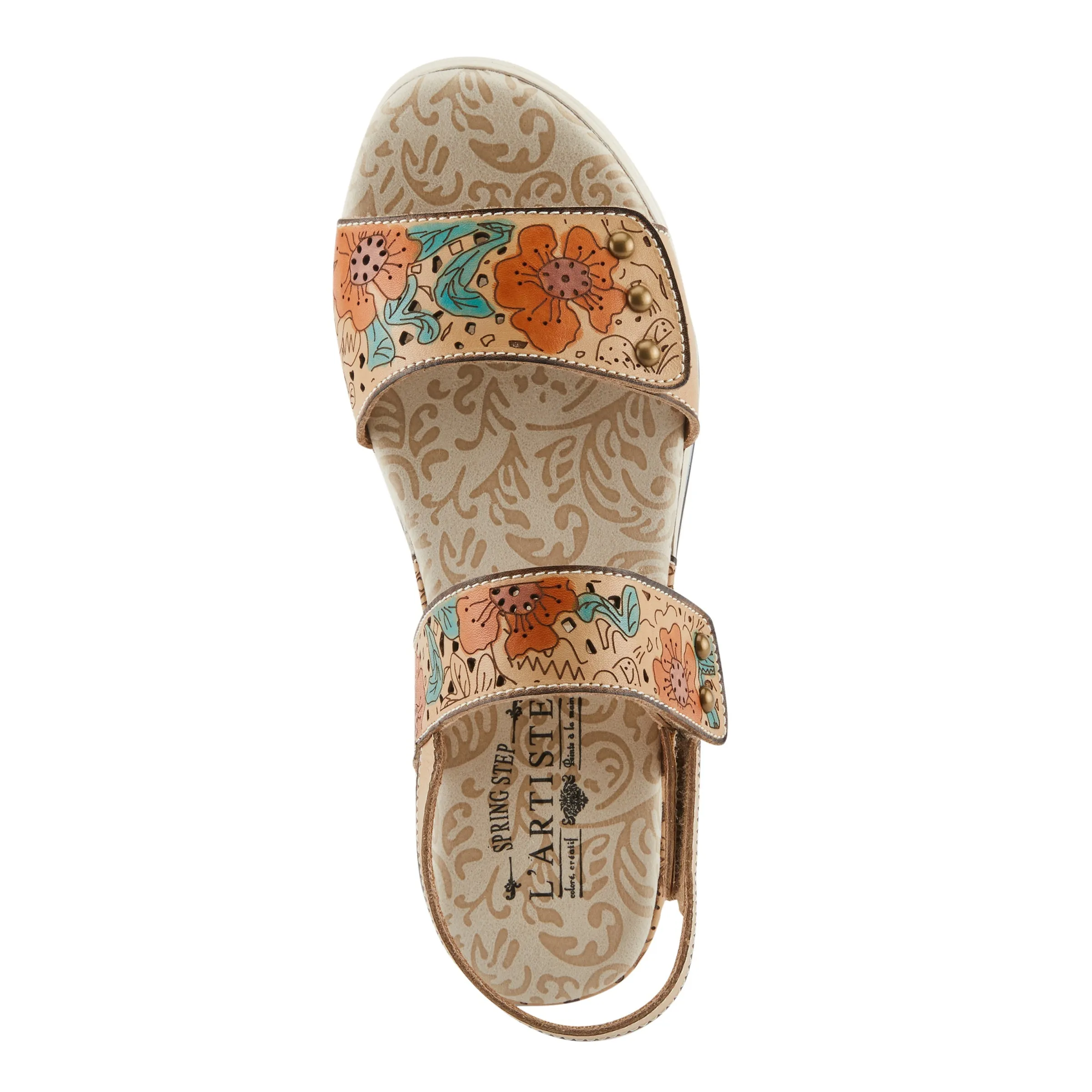 Spring Step Shoes  L'Artiste Caitlina Sandals Women's Leather Floral Design