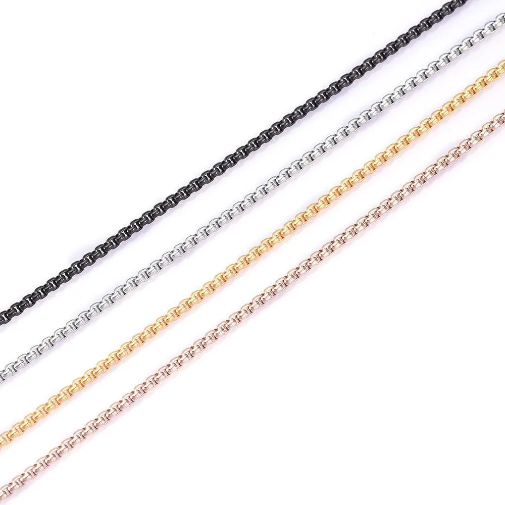 Stainless Steel Rounded Box Link Chain Necklace