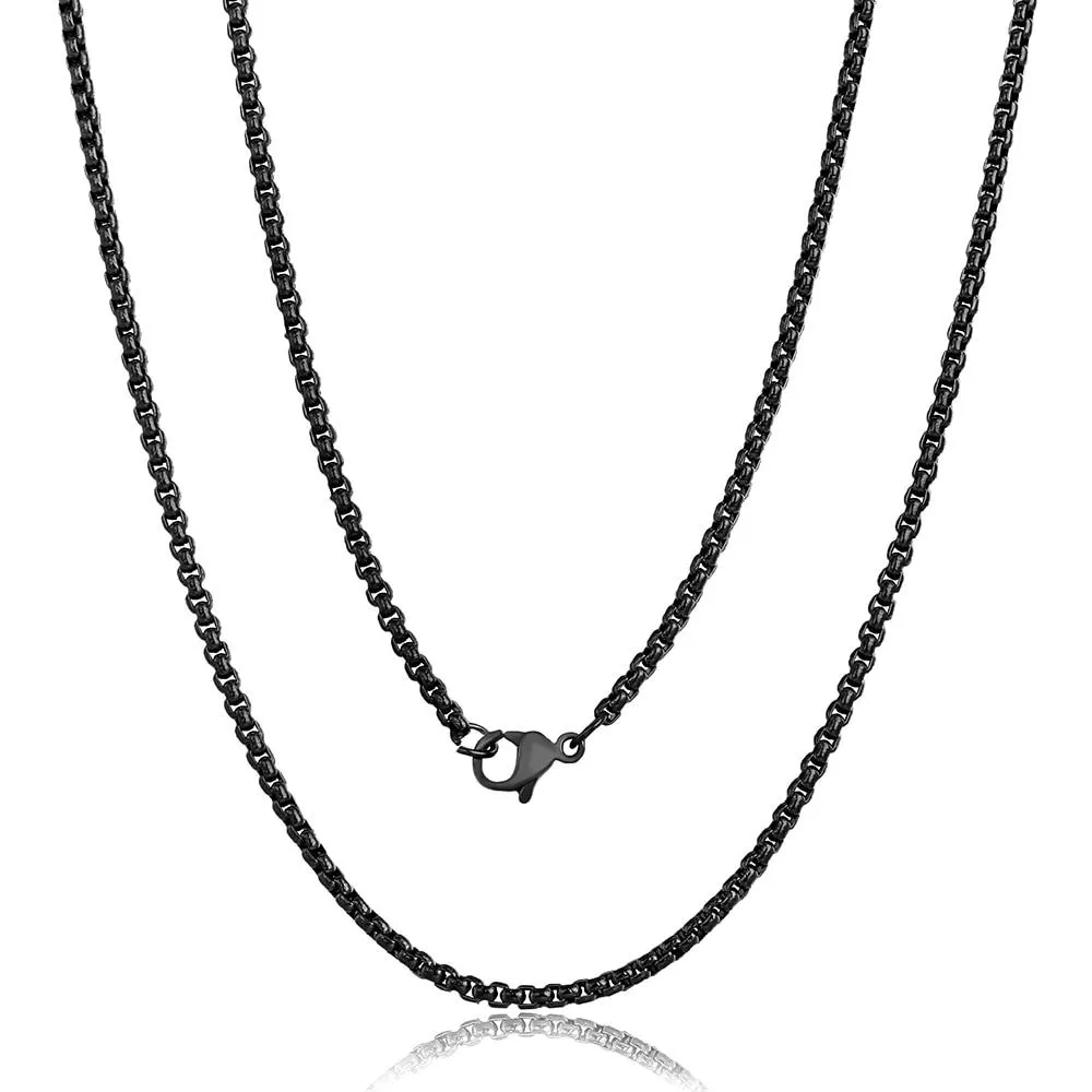 Stainless Steel Rounded Box Link Chain Necklace