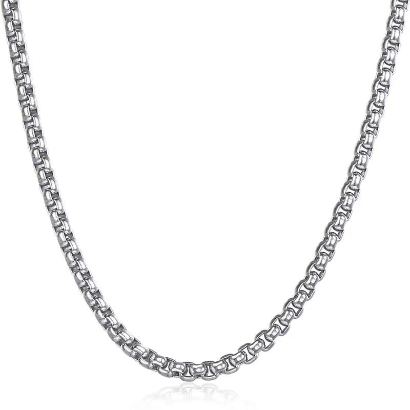 Stainless Steel Rounded Box Link Chain Necklace