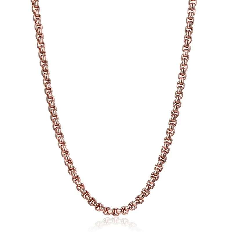 Stainless Steel Rounded Box Link Chain Necklace