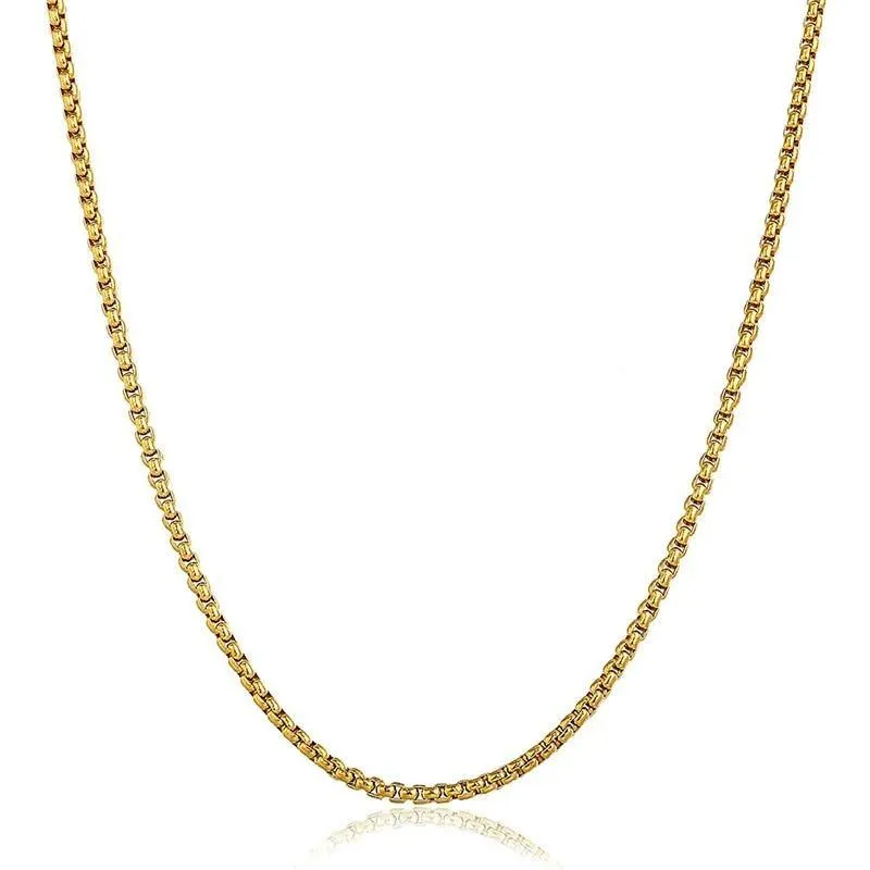 Stainless Steel Rounded Box Link Chain Necklace