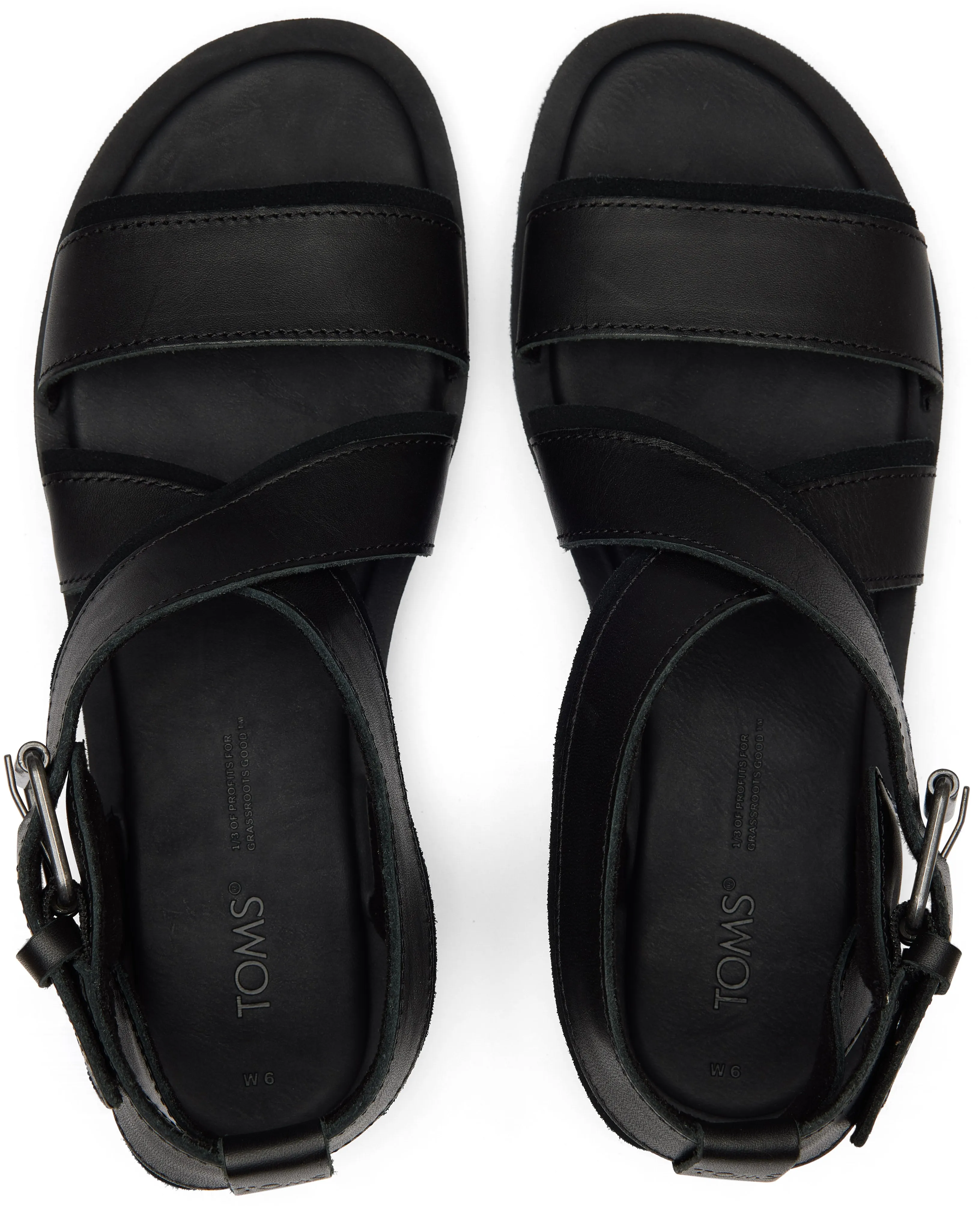 Toms Women Sidney Tread Black Leather Suede
