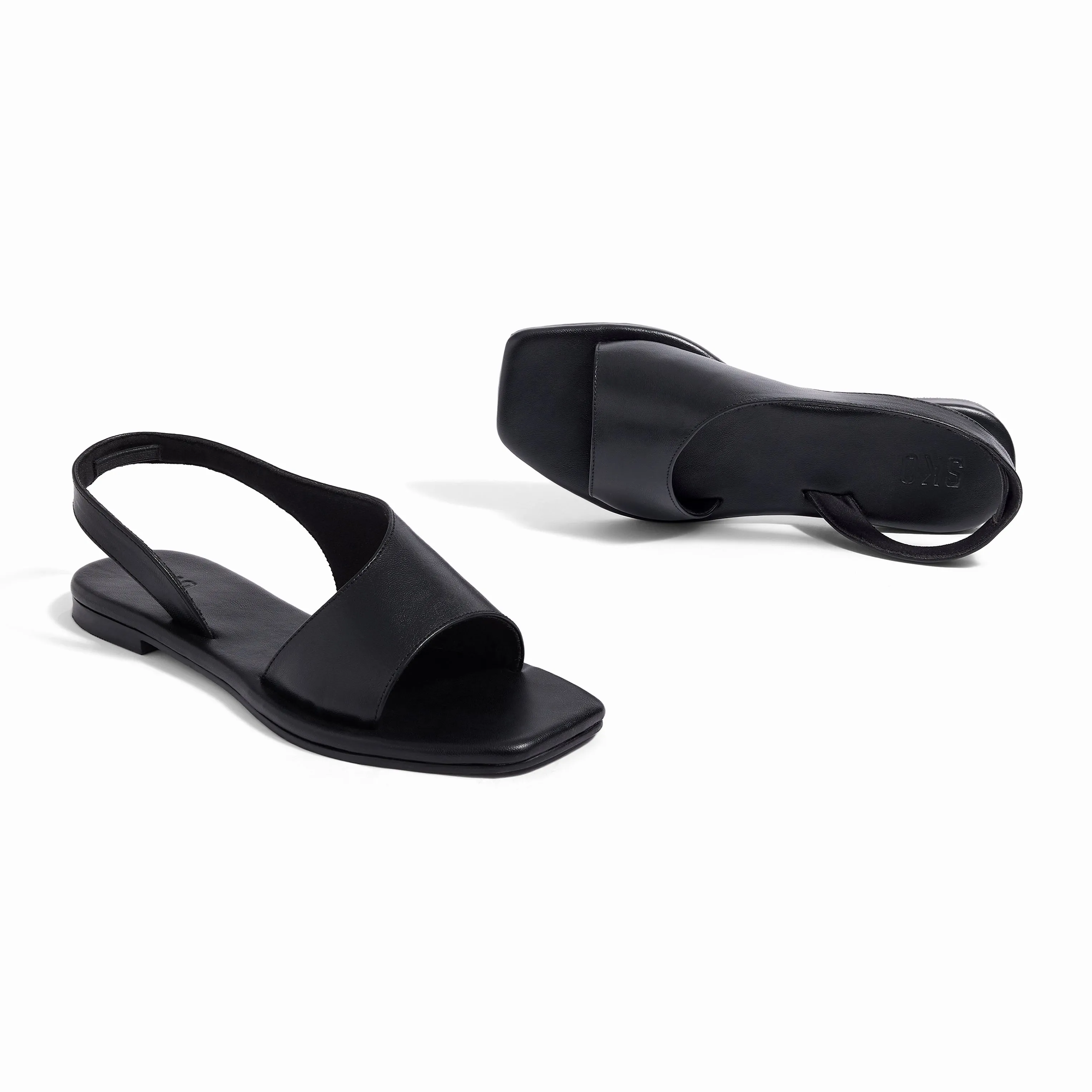 Turin Black Flat Sandals For Women