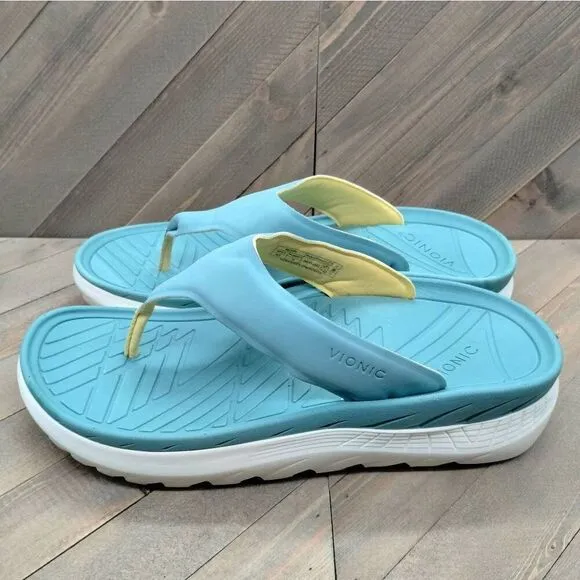 Vionic Rejuvenate Recovery Sandals Mens Size‎ 10.5 Green White Comfort Cushioned