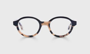 Well-Rounded Color 00 - Black and Vanilla Tortoise-Layered Front and Temples