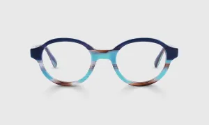 Well-Rounded Color 10 - Navy and Teal Stripe-Layered Front and Temples