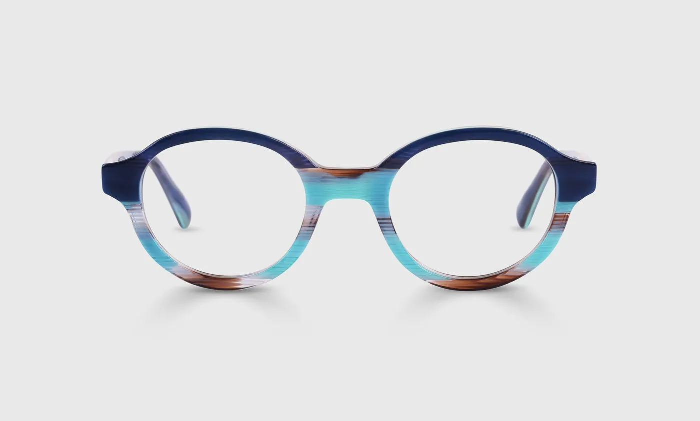 Well-Rounded Color 10 - Navy and Teal Stripe-Layered Front and Temples